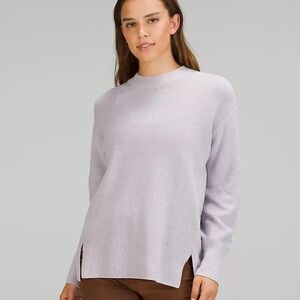 Lululemon Merino Wool-Blend Ribbed Crew Neck Sweater in Lavender